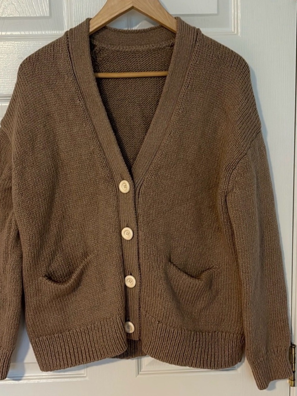 Acne Studios tan/camel Knit Cardigan with Ivory Buttons